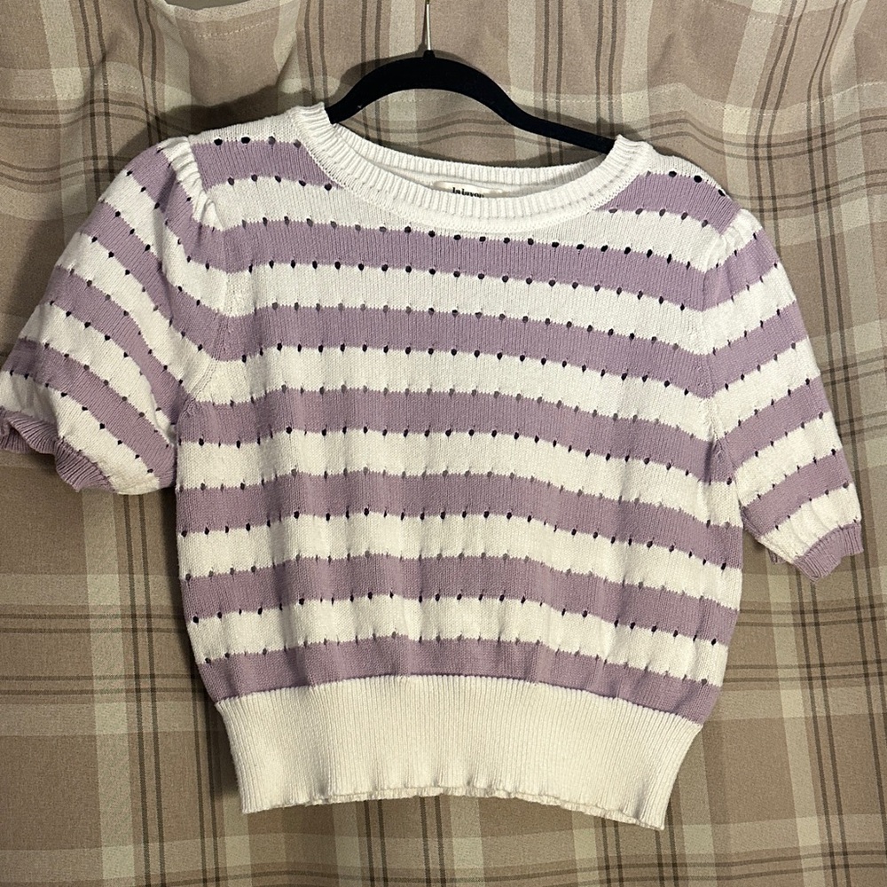 Striped Purple and White Knit Sweater